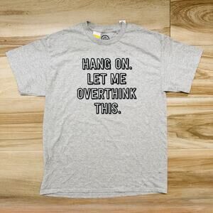 Dom Shirt Men NWT Overthink Tshirt Gray Crew Neck Short Sleeve Graphic Pullover